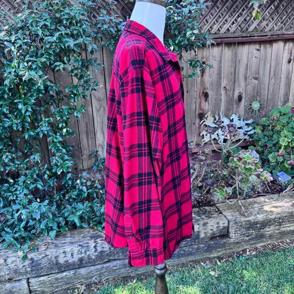 Foundry Men's 3XLT Tall Button Front Flannel Shirt Red & Black Buffalo Plaid - Picture 3 of 6